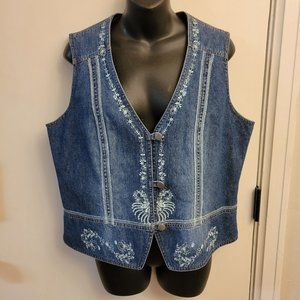 Christopher and Banks Embroidered Jean Vest
